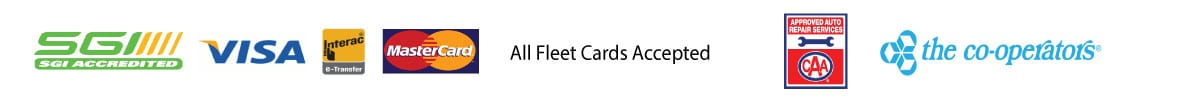 logos1 Logos of Payments accepted: SGI, VISA, Interac, Mastercard, All Fleet Cards, CAA and The Co-operators